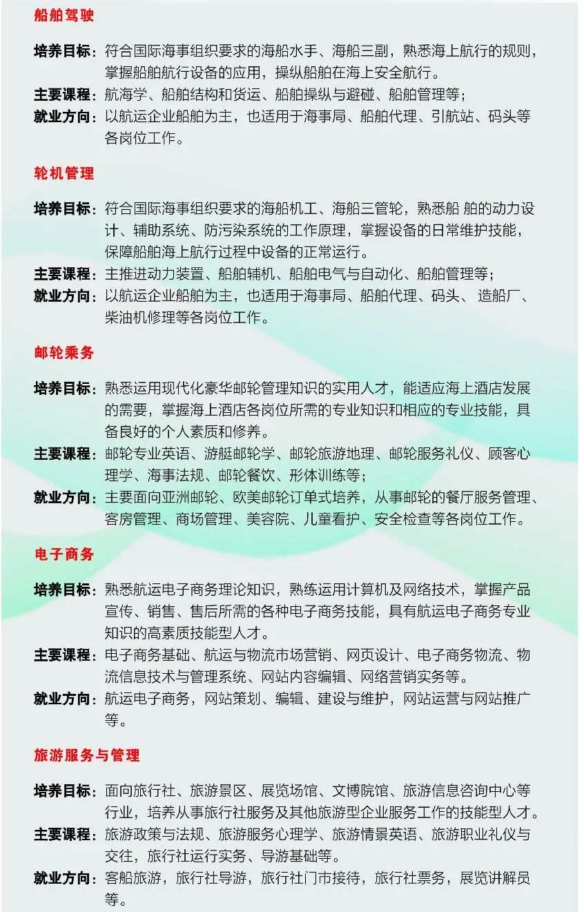 福建航运学校专业介绍