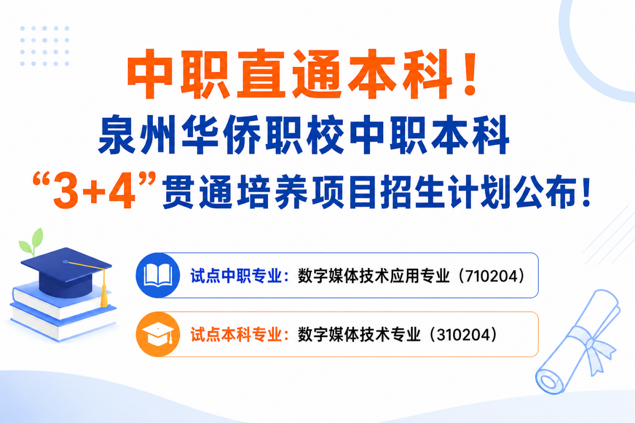 泉州华侨职业中专学校2026年招生专业简介 | 泉州华侨职校“3+4”中本贯通专业