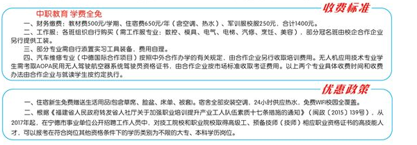 2020年宁德技师学院收费标准