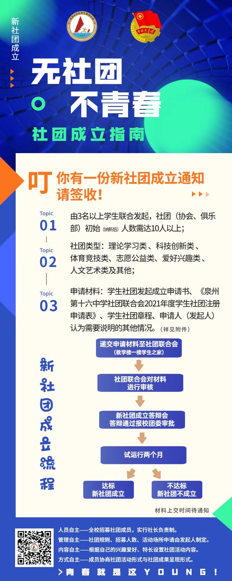 泉州第十六中学（惠南中学）关于2021-2022学年接受新社团成立申请的通知