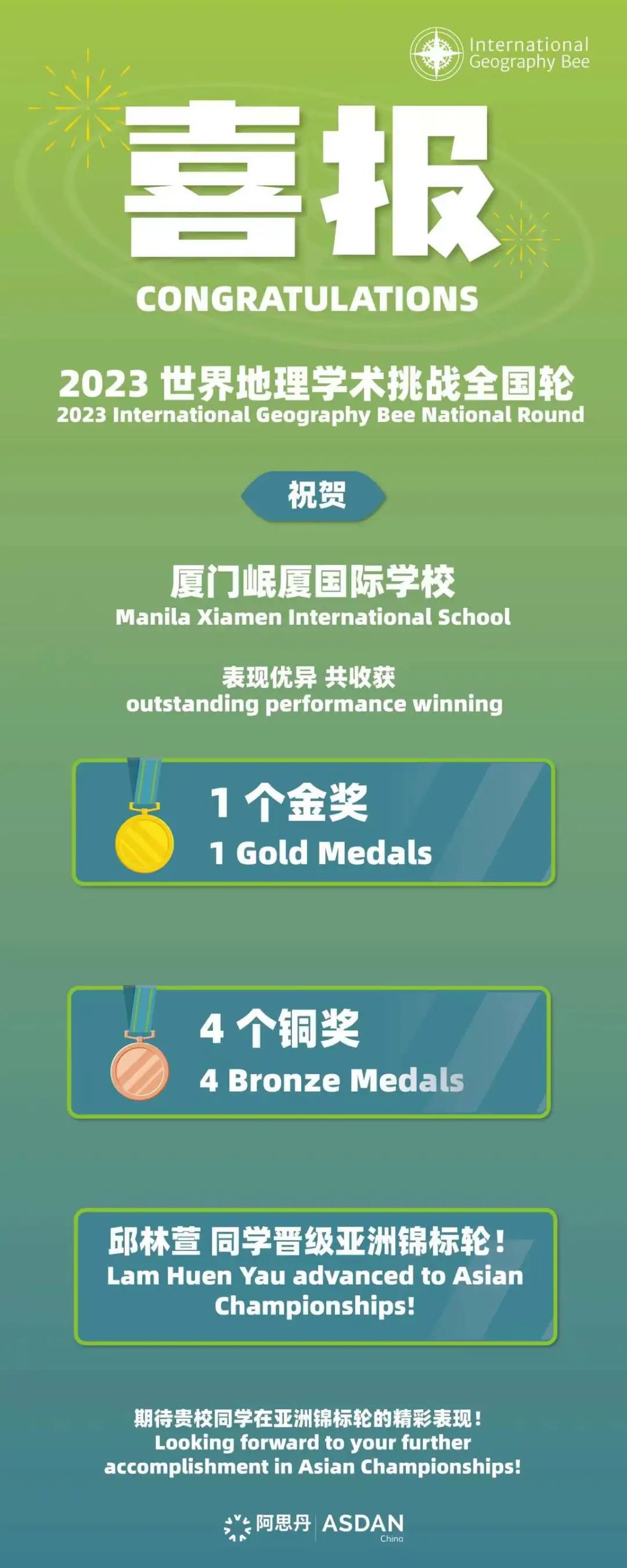 厦门岷厦国际学校：Congratulations to MXIS Egret student Levana!