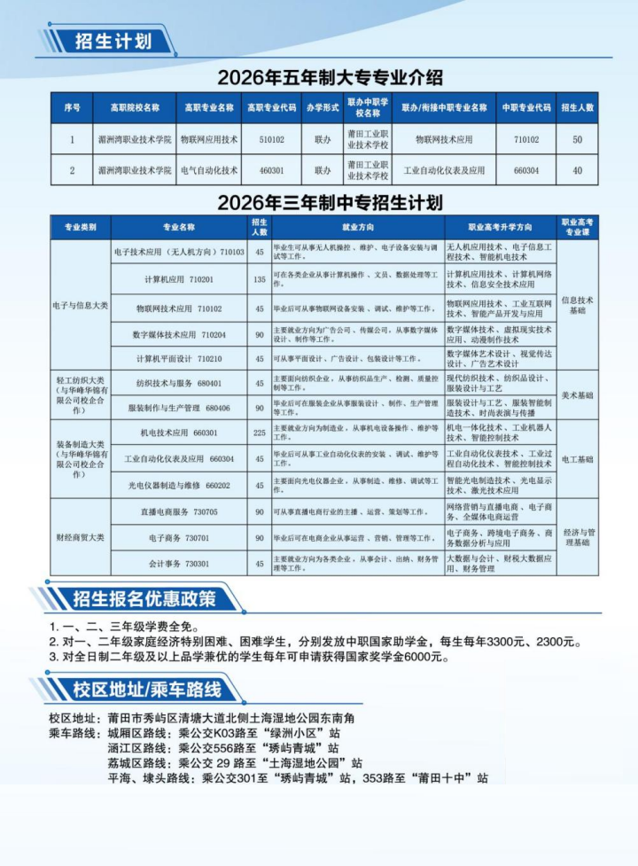 莆田工业职业技术学校2026年中考中职志愿填报指南