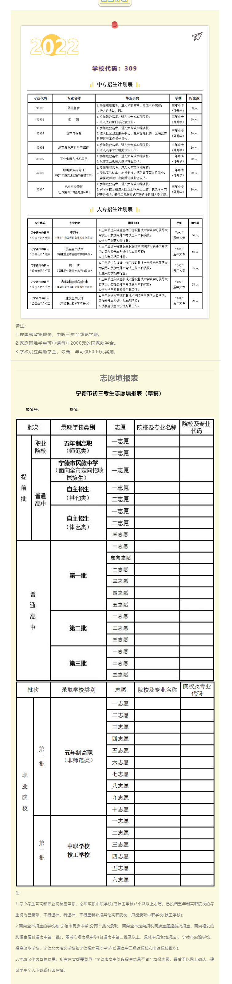 柘荣职业技术学校2022年招生简章