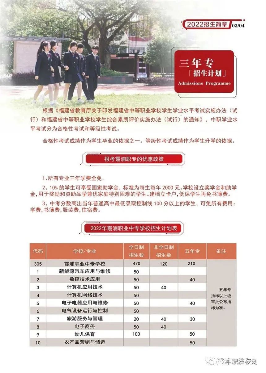 霞浦职业中专学校2022年招生简章