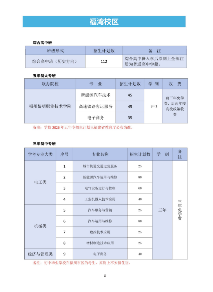 福州机电工程职业技术学校2026年招生简章