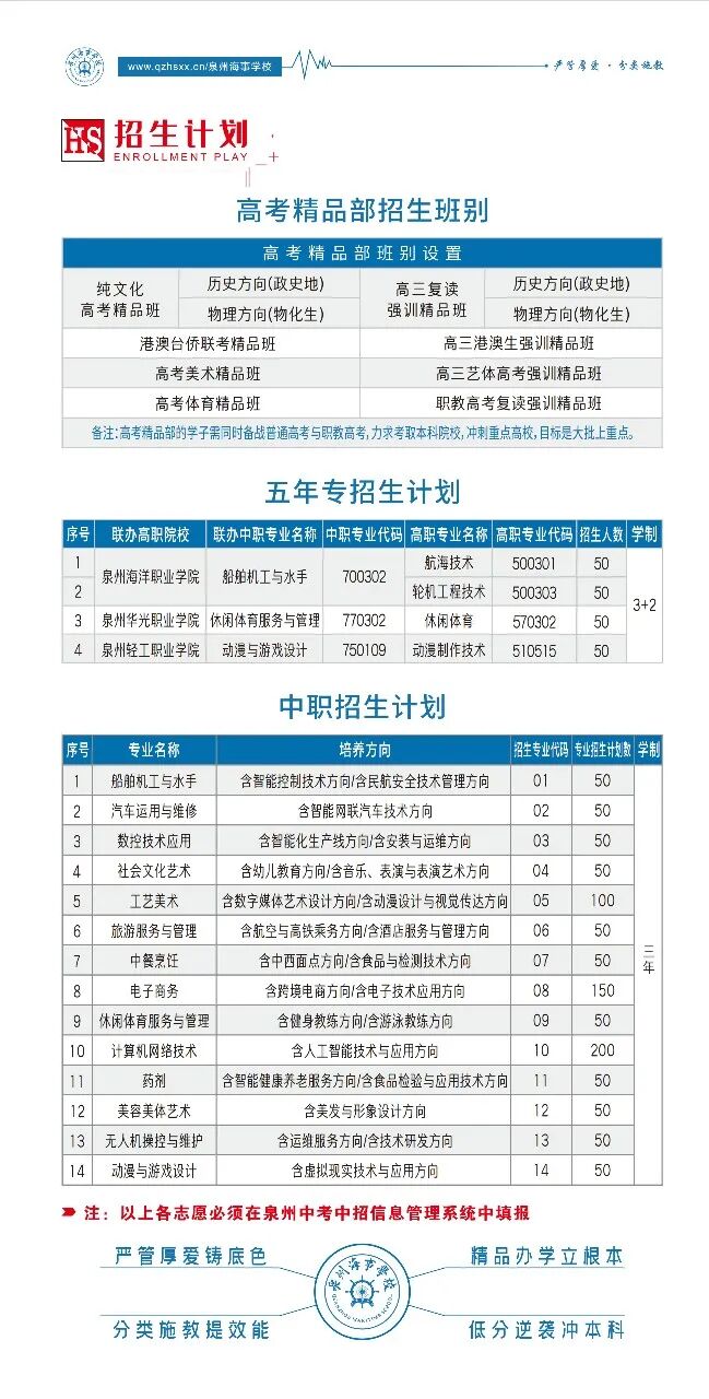 泉州海事学校2026高考精品班招生指南