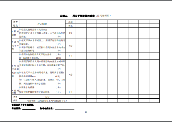 2022年福州市初中物理实验技能考查方案