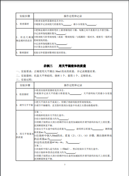 2022年福州市初中物理实验技能考查方案