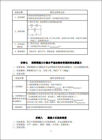 2022年福州市初中物理实验技能考查方案